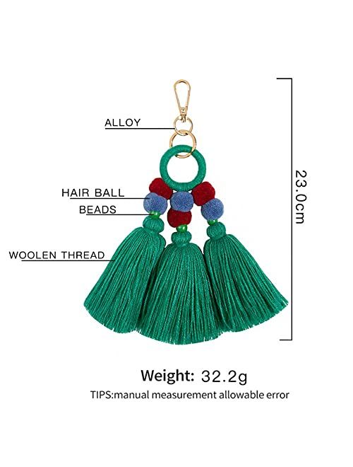 QTMY Pom Pom Shell Beads Tassel Purse Charms for Handbags Pendant Boho Keyring Keychain for Women Bag Decor