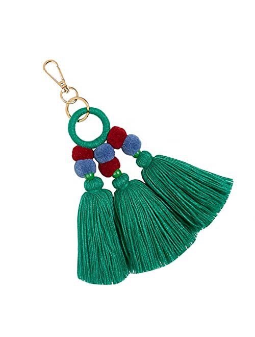 QTMY Pom Pom Shell Beads Tassel Purse Charms for Handbags Pendant Boho Keyring Keychain for Women Bag Decor