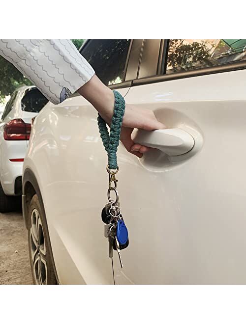 XGALBLA Macrame Keychain Boho Handmade Wristlet Bracelet Keychain Wrist Lanyard Handmade Weave Exquisite Holder for Women