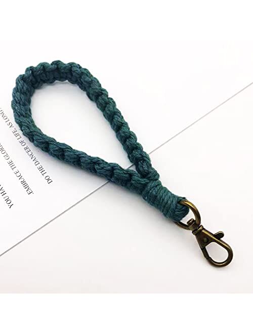 XGALBLA Macrame Keychain Boho Handmade Wristlet Bracelet Keychain Wrist Lanyard Handmade Weave Exquisite Holder for Women