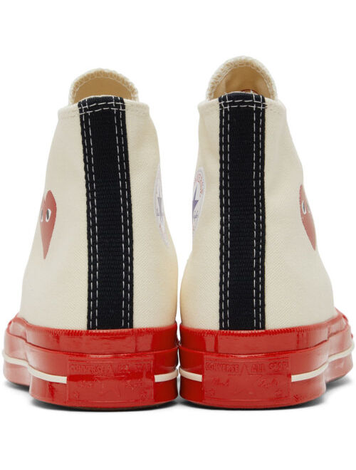 Comme des Garcons Play COMME DES GARÇONS PLAY Off-White & Red Converse Edition Chuck 70 High-Top Sneakers