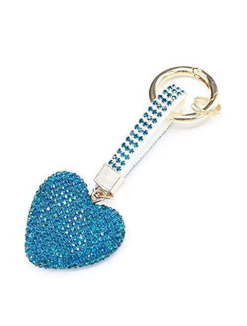 Astero Rhinestone Heart Shape Keychains Glitter Crystal Heart Key Rings Bling Crystal Key Chain Leather Bag Charm For Women Girls