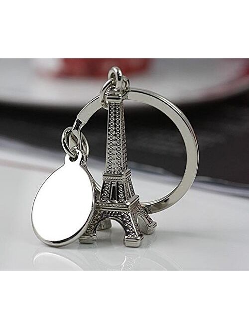Wpeng Qaoquda Lovely decoration 3D souvenir Keychain in Paris the Eiffel Tower in France, Gift Package (silver)