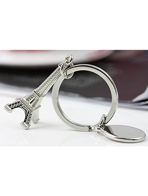 Wpeng Qaoquda Lovely decoration 3D souvenir Keychain in Paris the Eiffel Tower in France, Gift Package (silver)