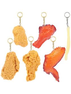 kekafu 6 Pcs Imitation Food Keychain Fried Chicken Leg Chicken Wing Keychain Mini Simulation Food Pendant Creative Delicious Food Key Ring for Handbag Purse Car Accessori