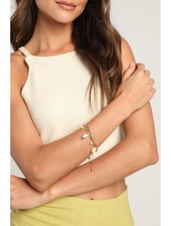 Show and Shell Gold Pearl Bracelet Set