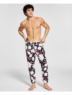 Men's Slim-Fit Floral-Print Pleated Joggers, Created for Macy's