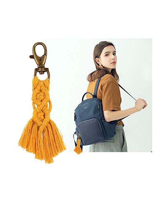CHICIEVE Mini Macrame Keychains kits Boho Macrame Keychains with Tassels Handmade for Car Key Purse Phone Wallet Wedding Gift