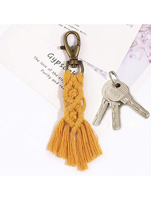 CHICIEVE Mini Macrame Keychains kits Boho Macrame Keychains with Tassels Handmade for Car Key Purse Phone Wallet Wedding Gift