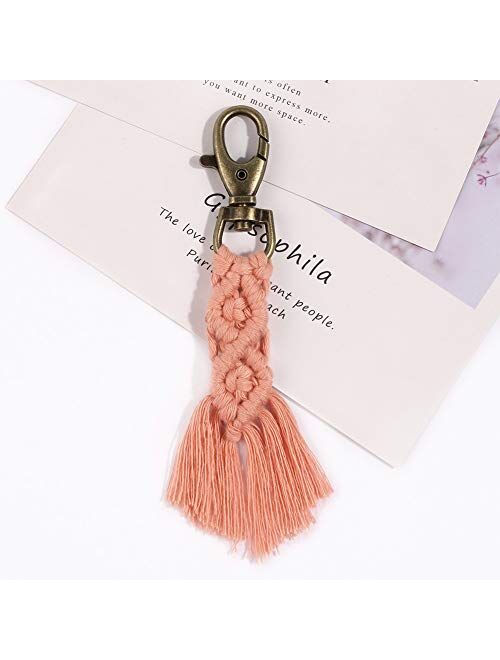 CHICIEVE Mini Macrame Keychains kits Boho Macrame Keychains with Tassels Handmade for Car Key Purse Phone Wallet Wedding Gift