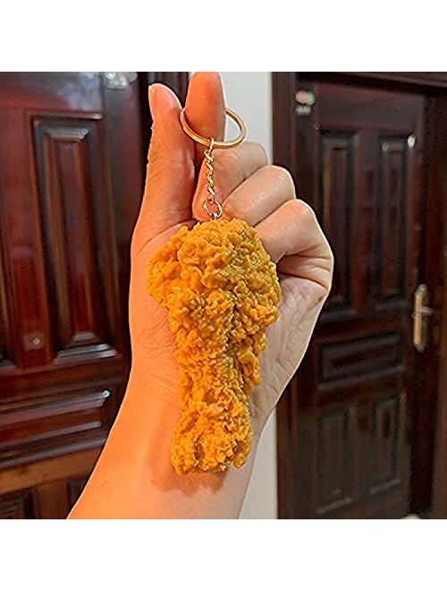 B.W.K Cute Keychain Artificial Fried Chicken Fake Food Funny Gifts Backpack Car Accessories Car Charm Key Ring Toy Prank Stuff School Bag Accessory, Keychain_1, Yellow an