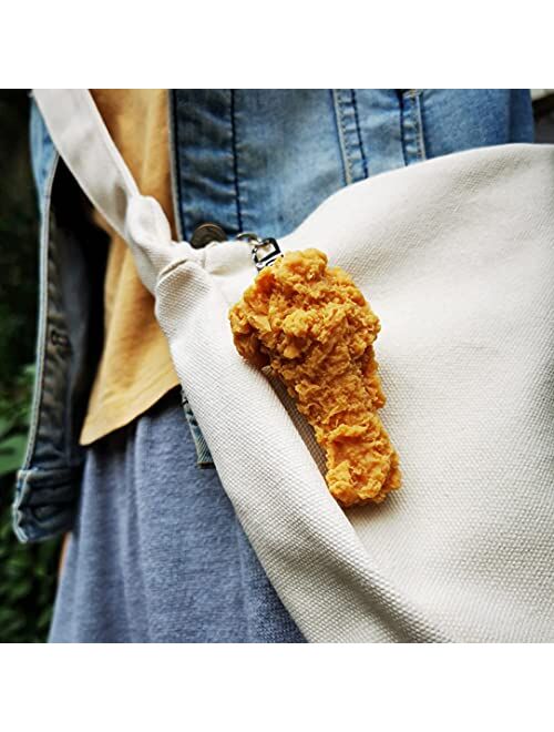B.W.K Cute Keychain Artificial Fried Chicken Fake Food Funny Gifts Backpack Car Accessories Car Charm Key Ring Toy Prank Stuff School Bag Accessory, Keychain_1, Yellow an