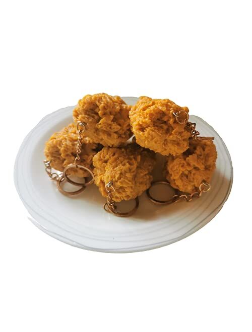 B.W.K Cute Keychain Artificial Fried Chicken Fake Food Funny Gifts Backpack Car Accessories Car Charm Key Ring Toy Prank Stuff School Bag Accessory, Keychain_1, Yellow an