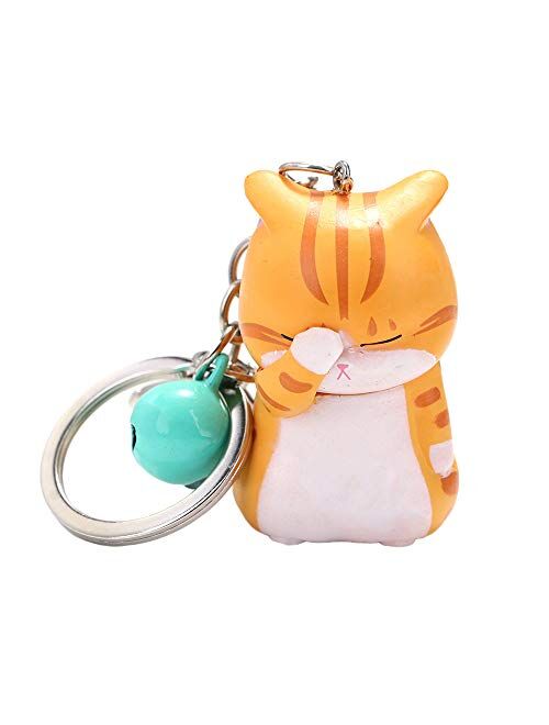 Duokeai Cat Keychain Charms, Key Ring Cute Key Chain Shy Chubby Kitten Trinket Bag Decor