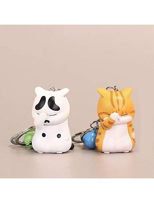 Duokeai Cat Keychain Charms, Key Ring Cute Key Chain Shy Chubby Kitten Trinket Bag Decor