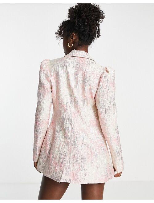 ASOS DESIGN printed suit jacquard blazer in pink