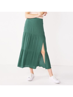 Crosshatch Tiered Maxi Skirt
