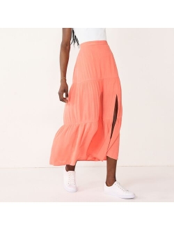 Crosshatch Tiered Maxi Skirt