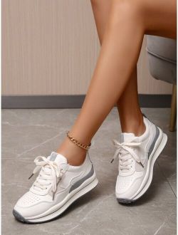 Letter Graphic Lace Up Front Running Shoes
