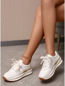 Letter Graphic Lace Up Front Running Shoes