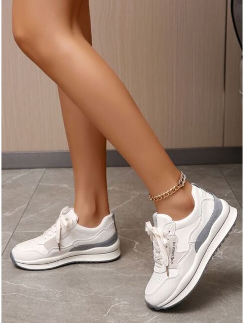 Shein Letter Graphic Lace Up Front Running Shoes