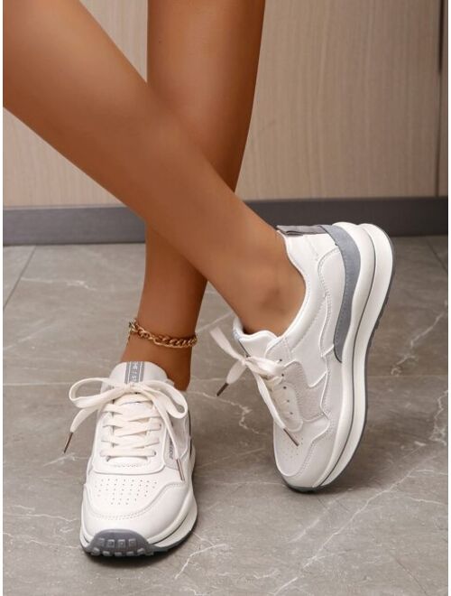 Shein Letter Graphic Lace Up Front Running Shoes
