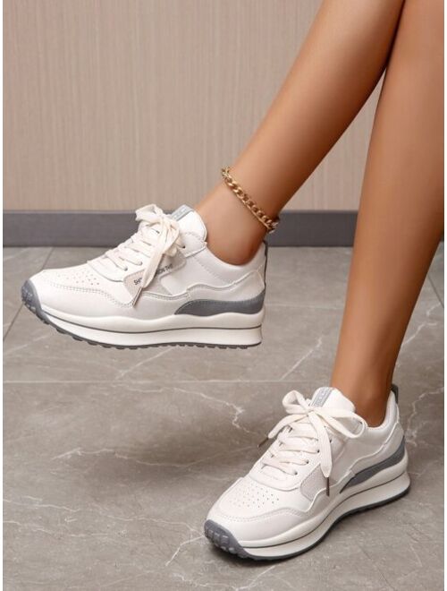 Shein Letter Graphic Lace Up Front Running Shoes