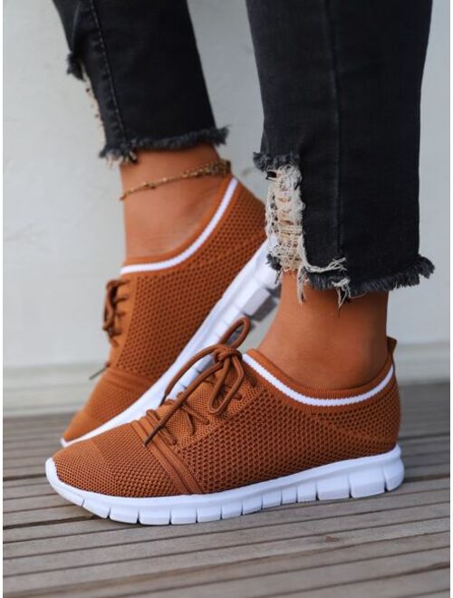 Shein Minimalist Lace Up Front Running Shoes
