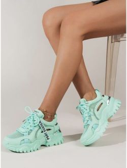 Letter Detail Lace up Front Chunky Sneakers