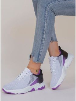 Color Block Lace up Front Running Shoes