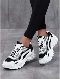 Colorblock Lace up Front Chunky Sneakers