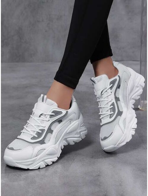 Shein Colorblock Lace up Front Chunky Sneakers