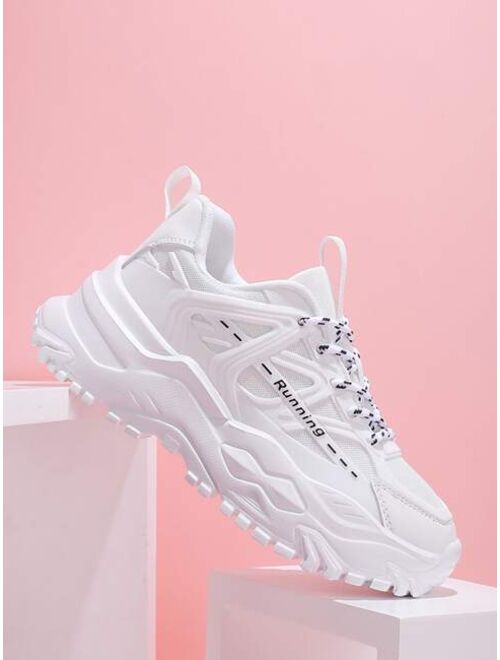 Shein Letter Embossed Mesh Panel Chunky Sneakers