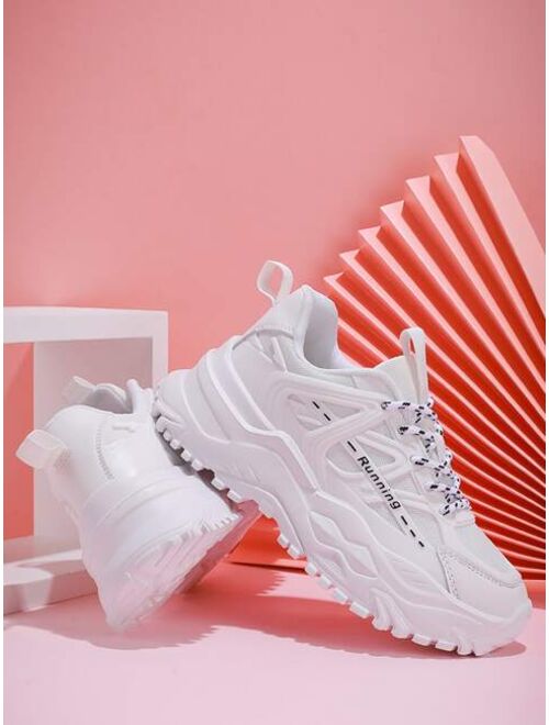 Shein Letter Embossed Mesh Panel Chunky Sneakers