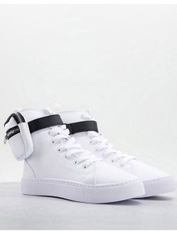 Dexie high top sneakers with pocket bag in white