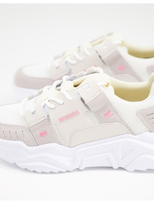 Topshop Cleo tech chunky sneakers in natural