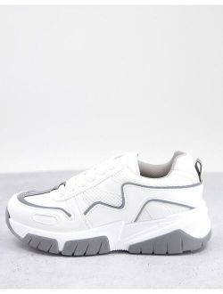 Crouch chunky lace up skater sneakers in white