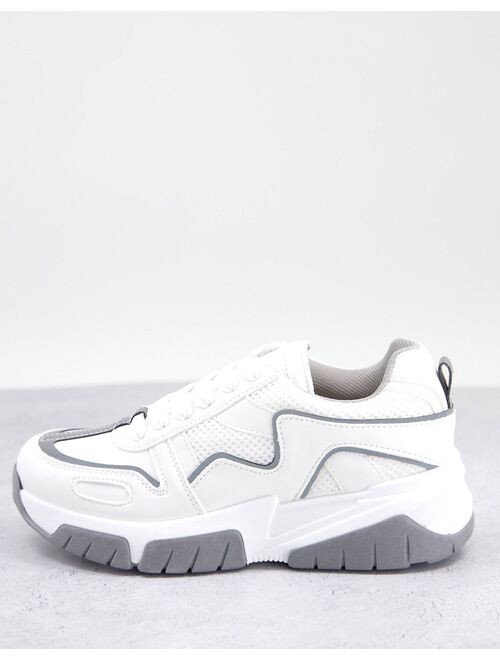 Topshop Crouch chunky lace up skater sneakers in white