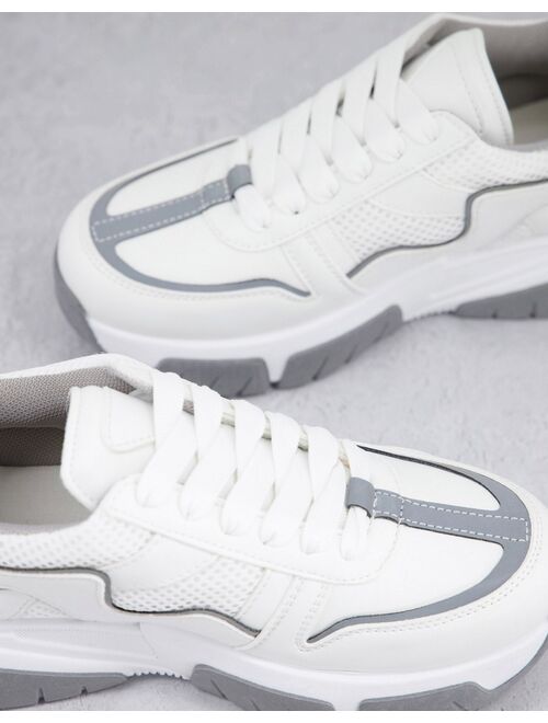 Topshop Crouch chunky lace up skater sneakers in white