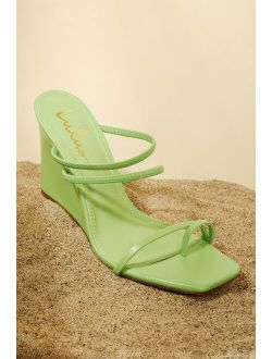 Saynora Green Strappy High Heel Wedge Sandals