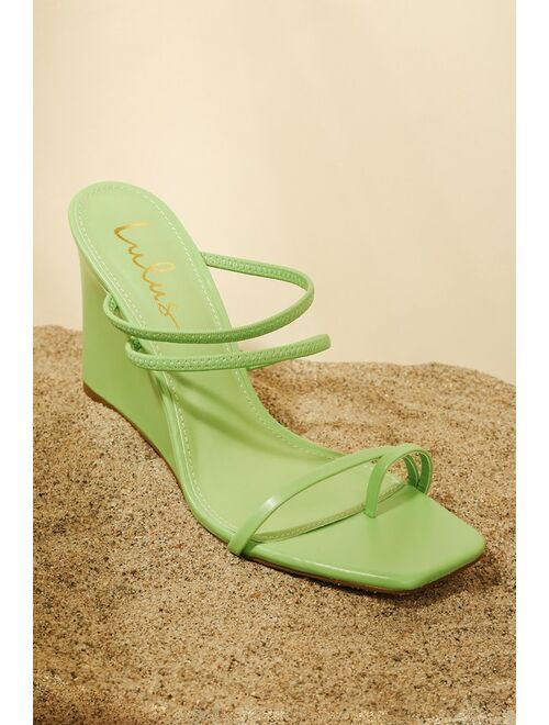 Lulus Saynora Green Strappy High Heel Wedge Sandals