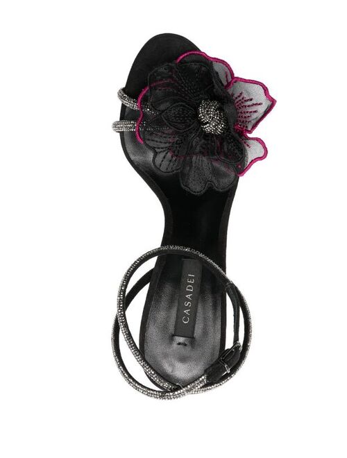 Casadei floral-applique 135mm heel sandals