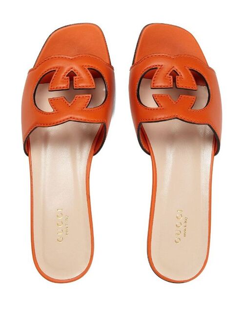 Gucci logo-cut out leather sandals