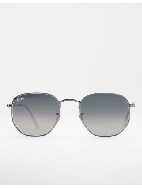 Ray-Ban hexagonal sunglasses in black with fade lens