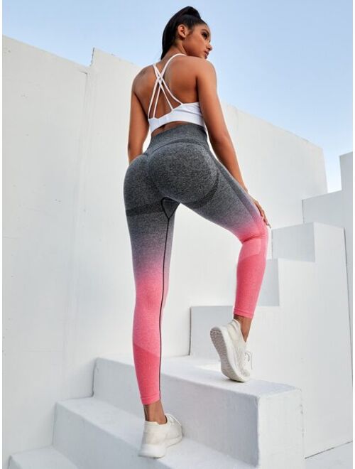 Shein Seamless Wide Waistband Ombre Sports Leggings