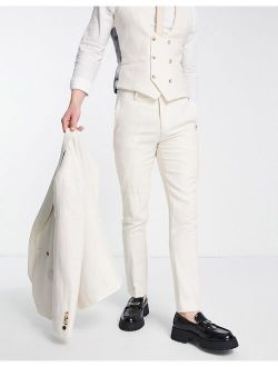 Twisted Tailor pegas slim fit suit pants in off white