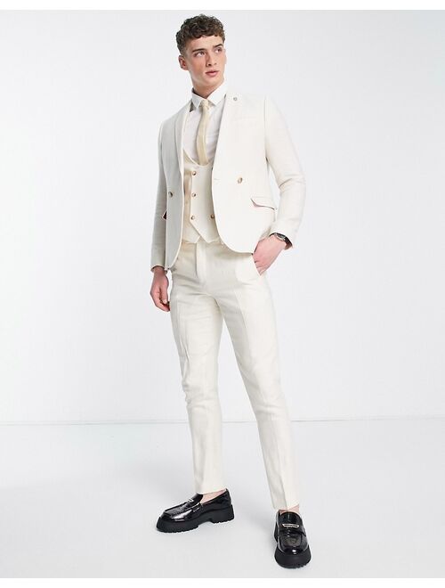 Twisted Tailor pegas slim fit suit pants in off white