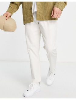 slim chinos with elasticated waist in cream