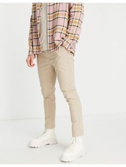skinny chinos with elasticated waist in beige