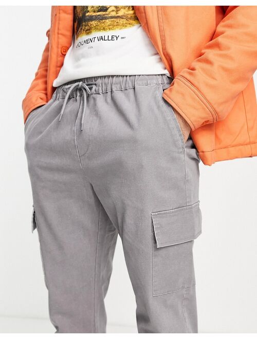 ASOS DESIGN lightweight slim pants with cargo pockets in washed gray
